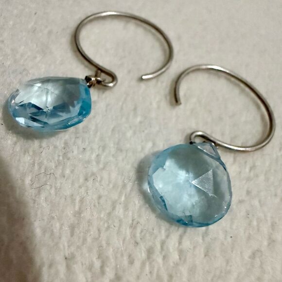 DAINTY BLUE DROP EARRINGS – STERLING-LOOK HANDMADE STYLE - Picture 9 of 17